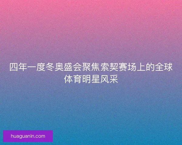 四年一度冬奥盛会聚焦索契赛场上的全球体育明星风采